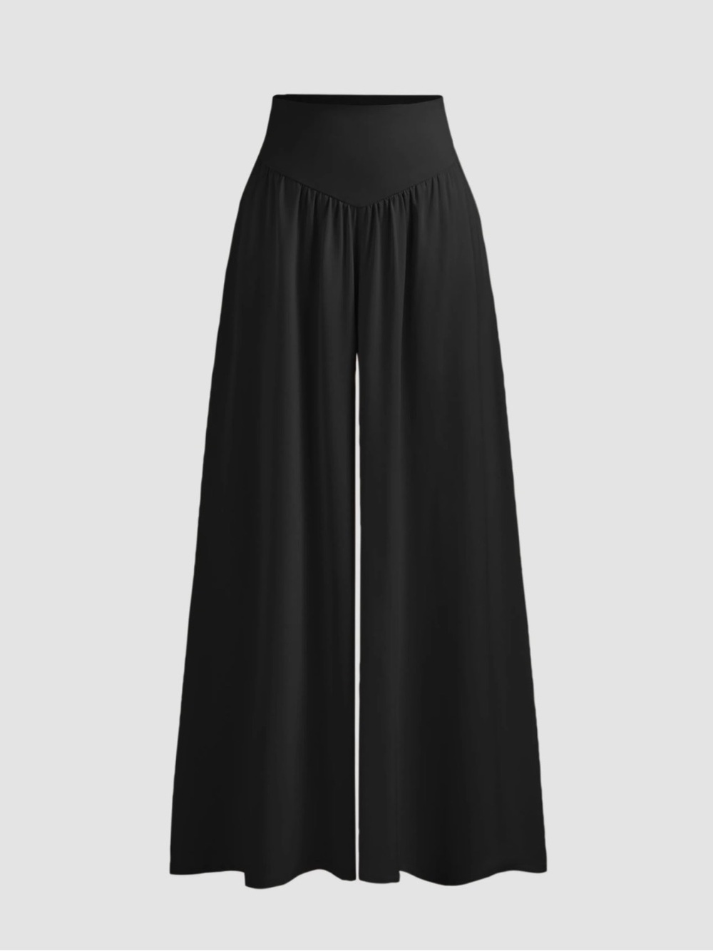 Cider Mid-Rise Wide Leg Satin Pants - Black